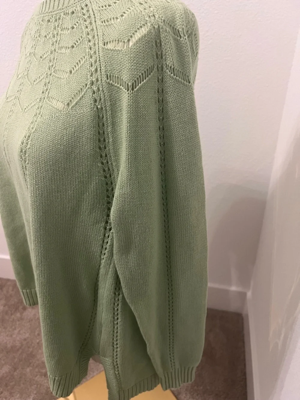 Cottagecore Sage Green Knit Sweater XS Open Knit Lightweight Boho XS